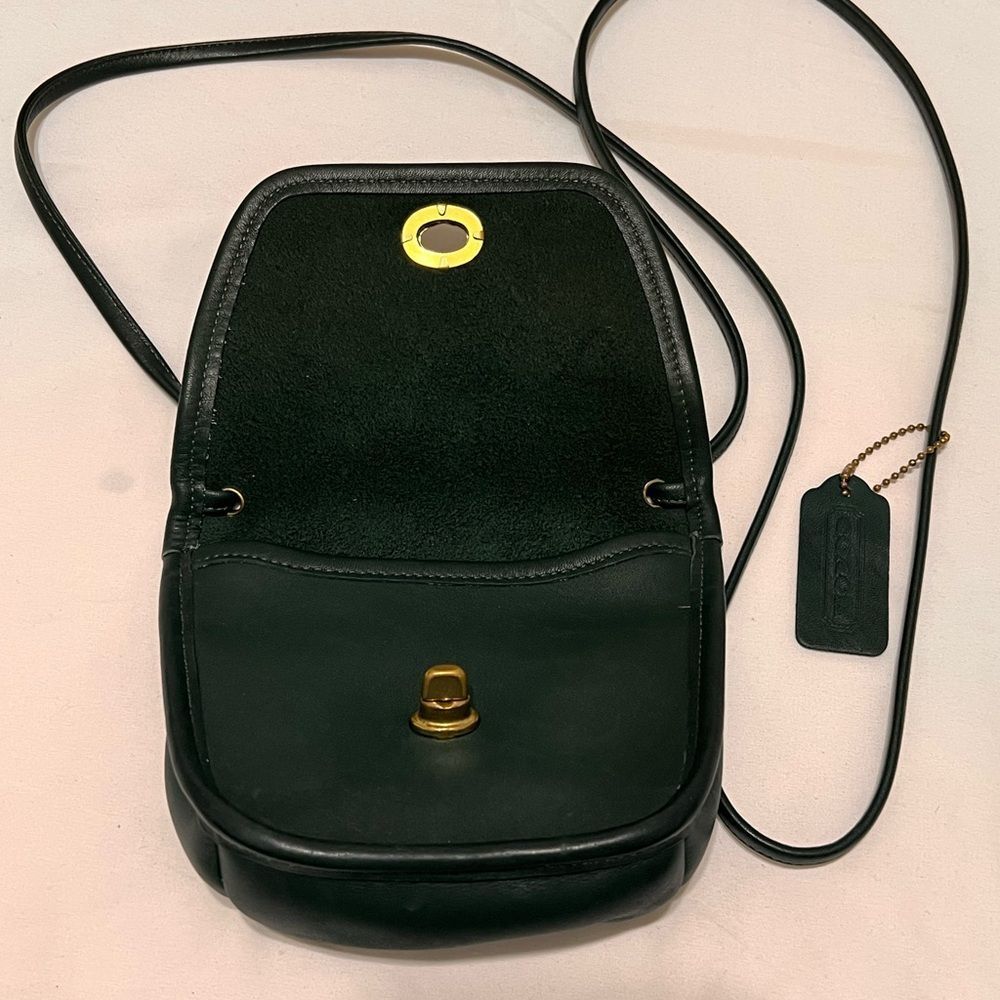 Vintage Coach Green Everette Leather Crossbody Bag Style No 9934 RARE GREEN - Picture 5 of 15